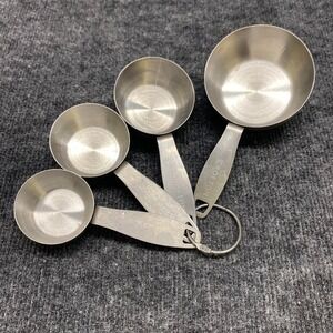 Crofton Stainless Steel Measuring Cup Set 4 Piece Silver Engraved Markings Ring